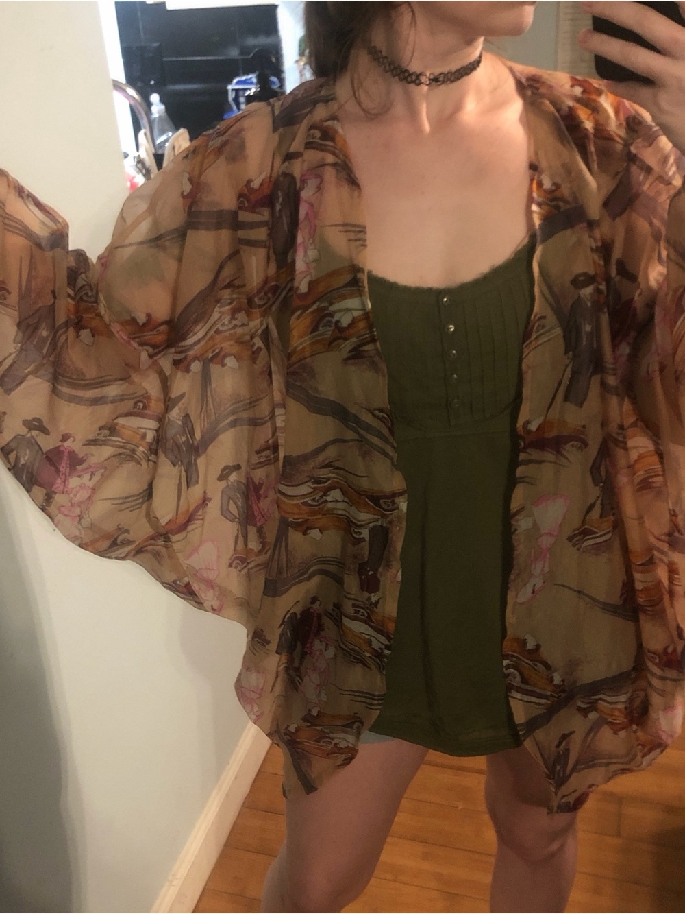 Sheer Floral Kimono fashionista tunic in Earth Tones